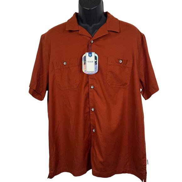 ROWM Rust Orange Short Sleeve Button Up Men's Shirt Size XL NWT - Picture 1 of 7